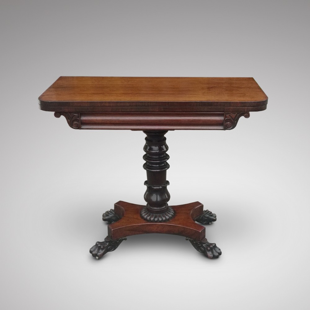 William IV Rosewood Fold Over Card Table