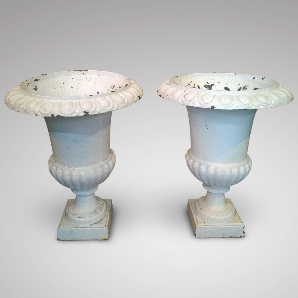 Pair of Late 19th Century Cast Iron Garden Urns 