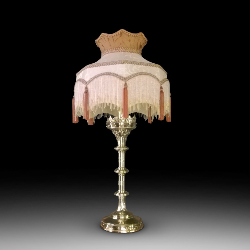 Pair of French Gothic Style Brass Candlestands