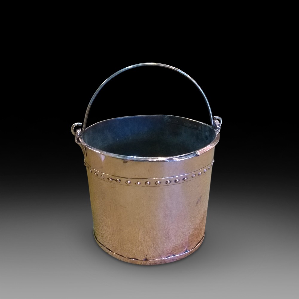 Arts and Crafts Rivetted Copper Log Bucket