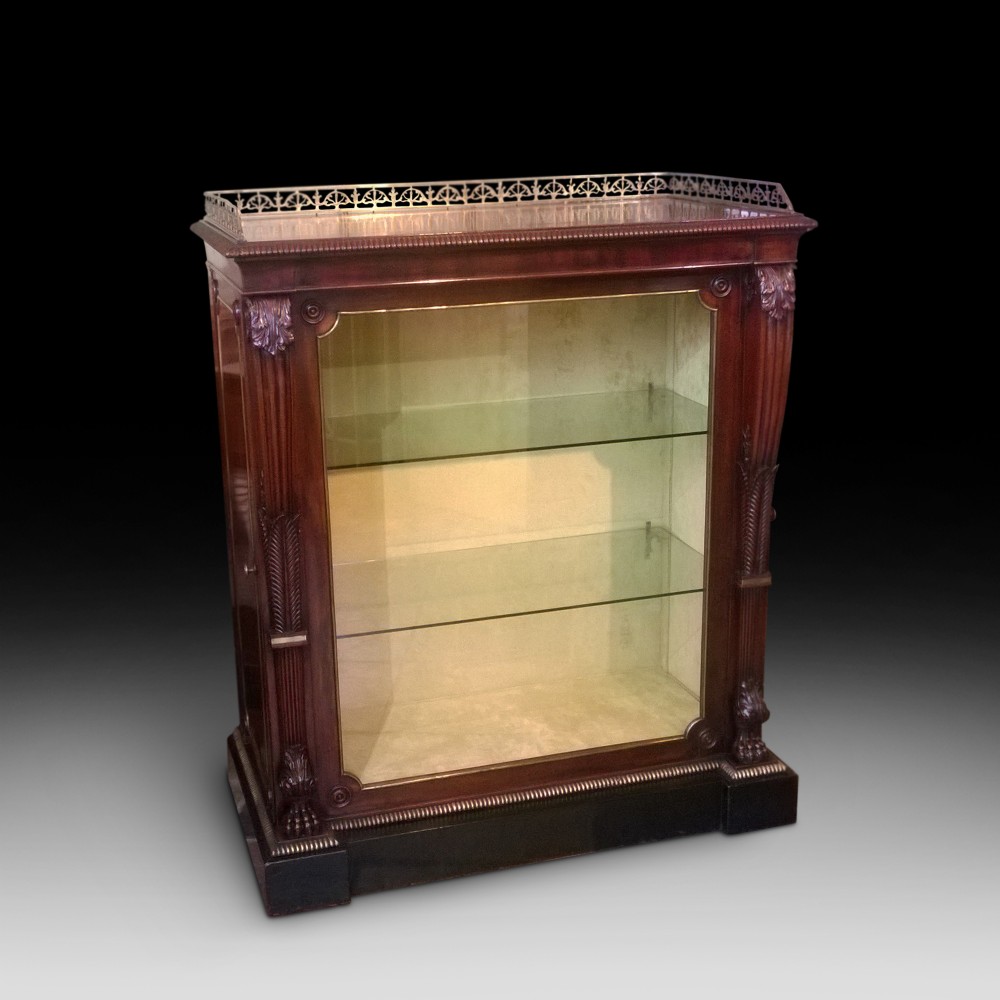Regency Mahogany  and Brass Inlaid Display Cabinet
