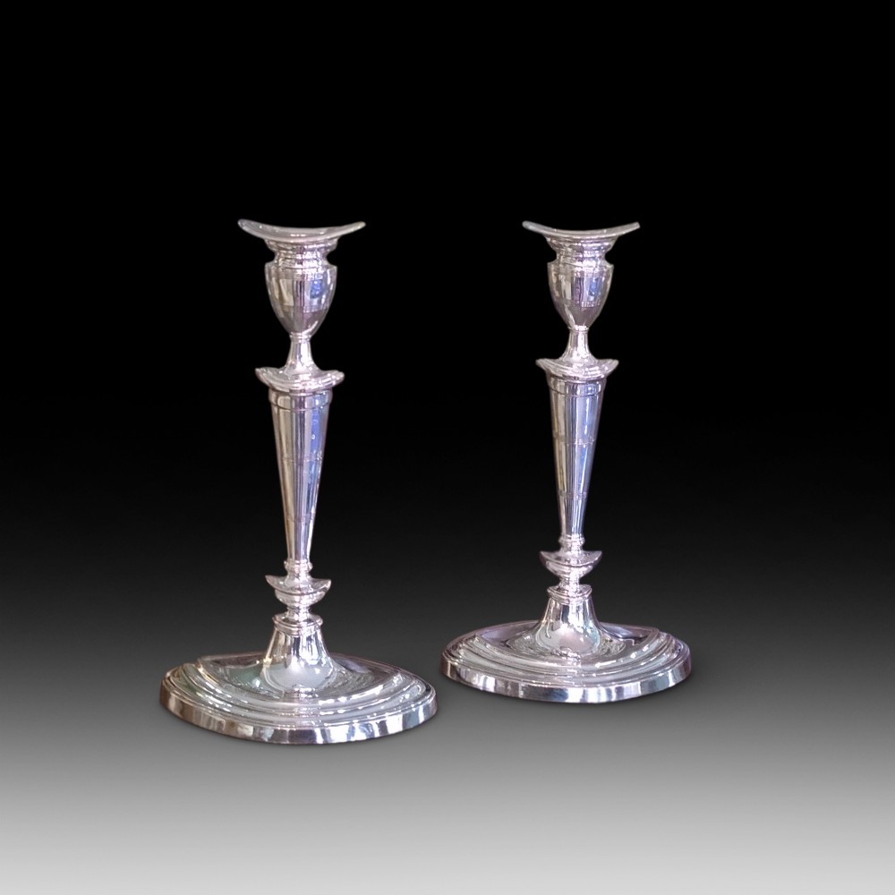 Pair of Silver Plated Copper Candlesticks