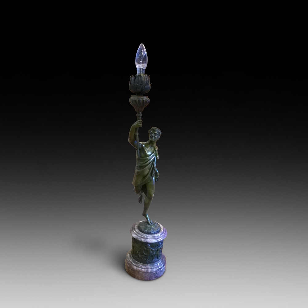 Late 19th century spelter figural lamp