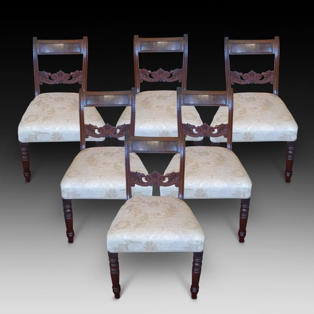 Set of Six 6 Early Victorian Dining Chairs 