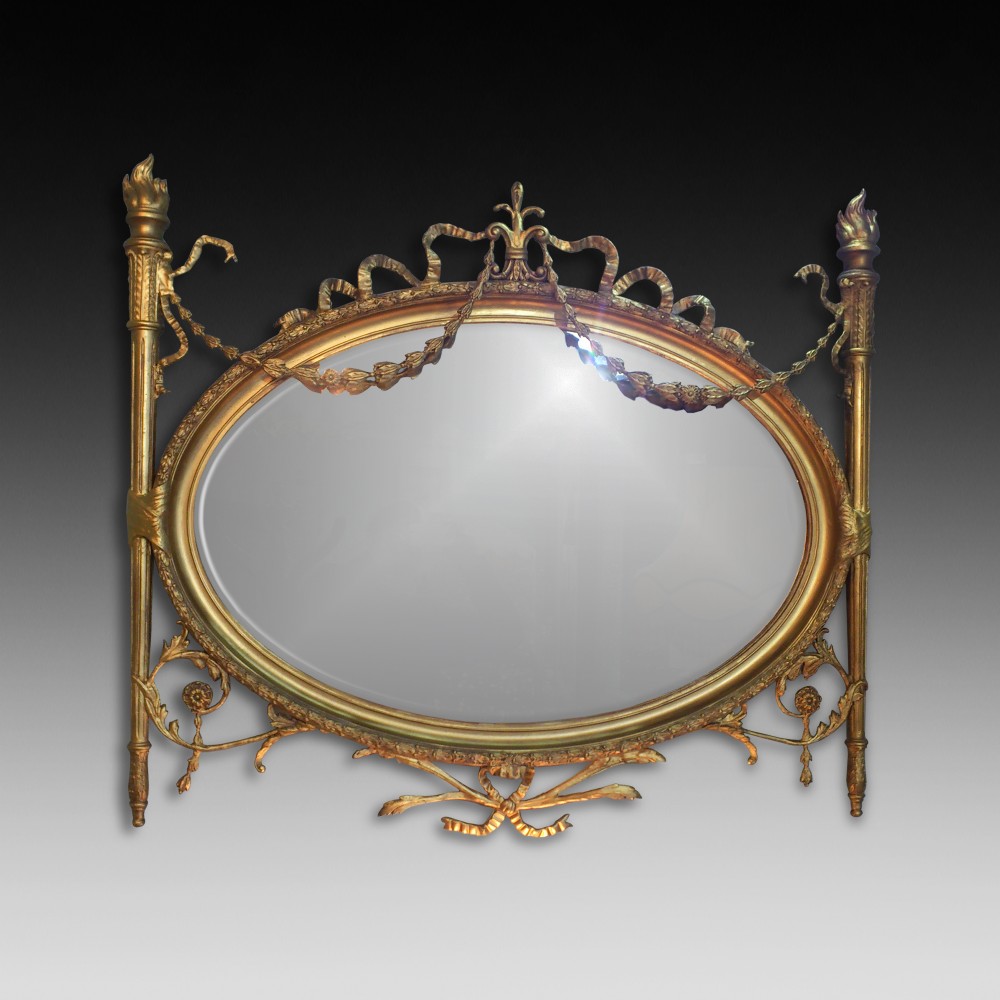 Edwardian Carved Wood and Gesso Wall Mirror