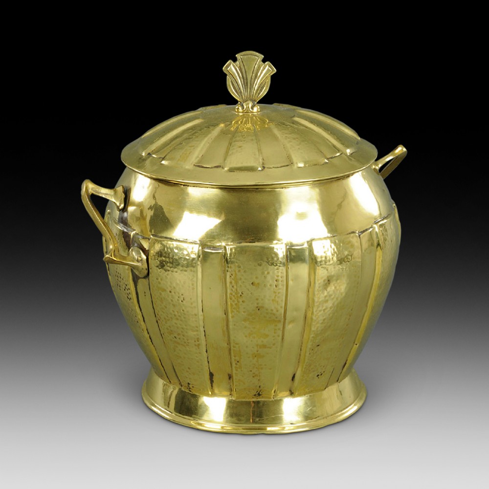 Art Nouveau brass coal bucket