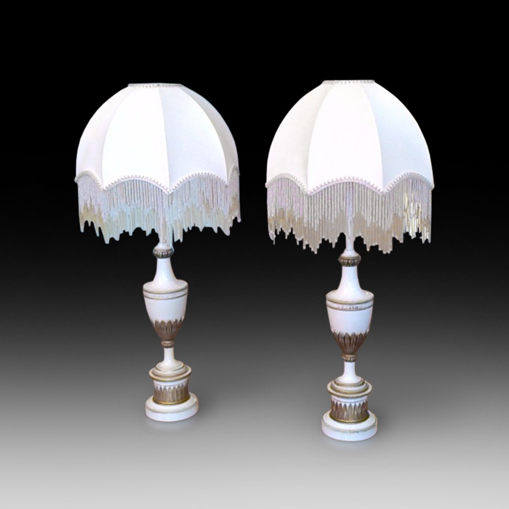 Pair on Enammeled Tall Table Lights