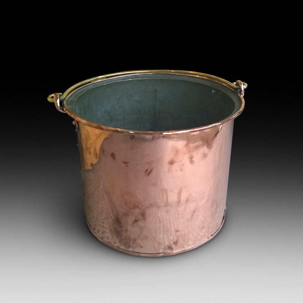 Mid 19th Century Studded Copper Log Bucket