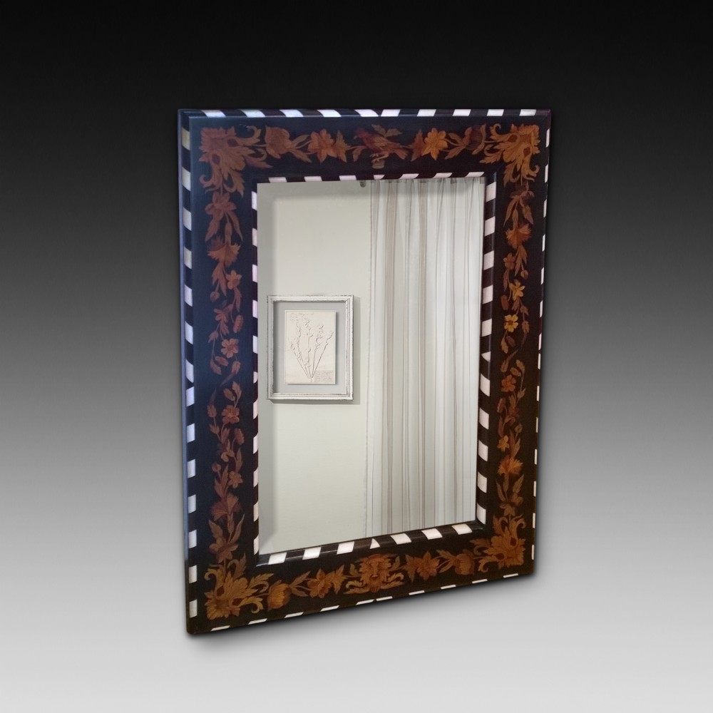 Late 19th Century Laburnum and Marquetry Mirror