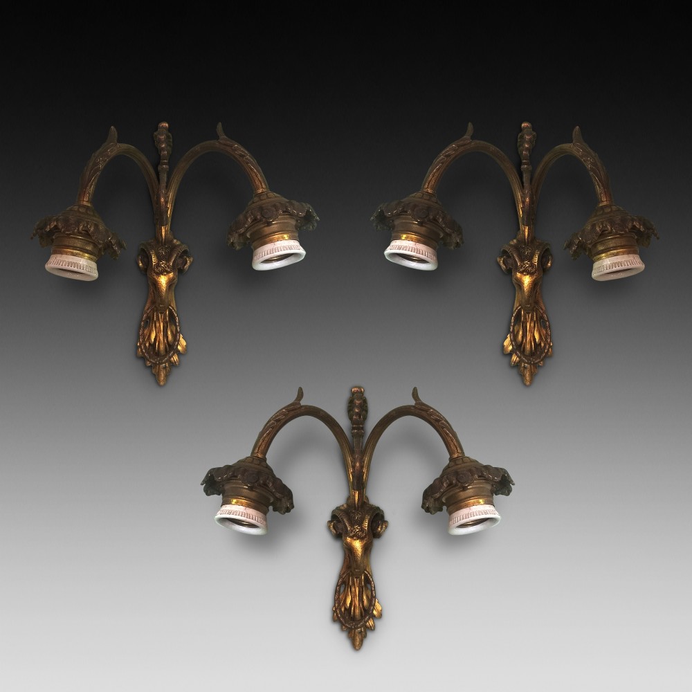 Three French Gilt Bronze Wall Lights