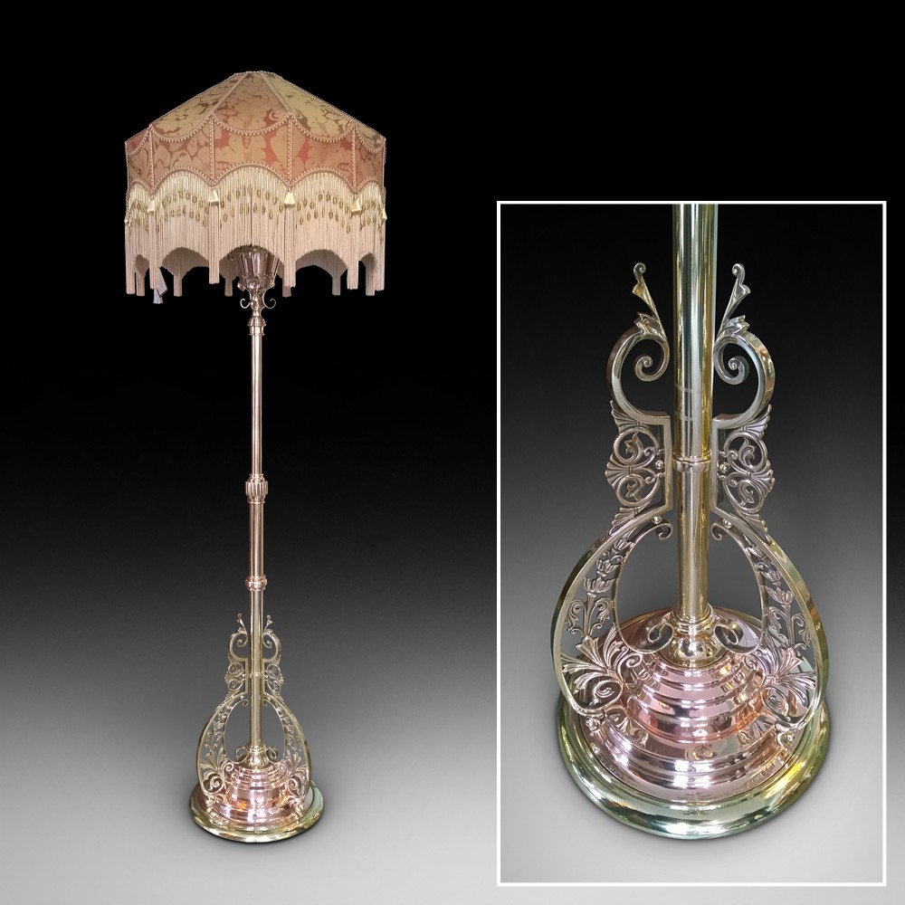 Victorian Brass and Copper Extendable Standard Lamp