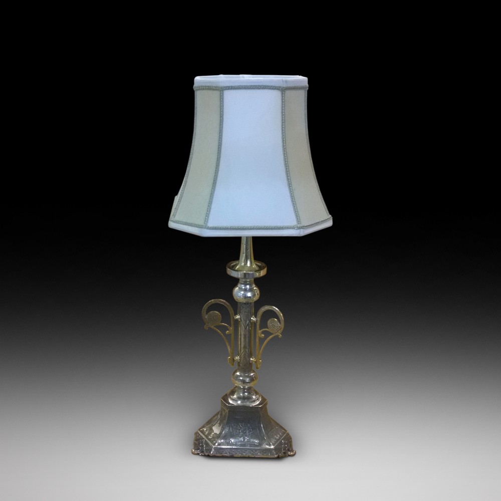Victorian Silver Plated Table Lamp 