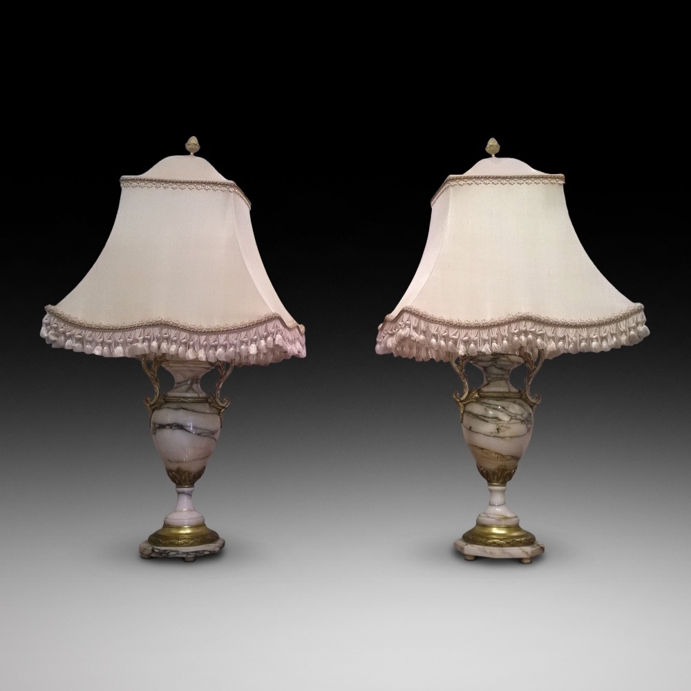 Pair of Victorian Carrara Marble Table Lamps