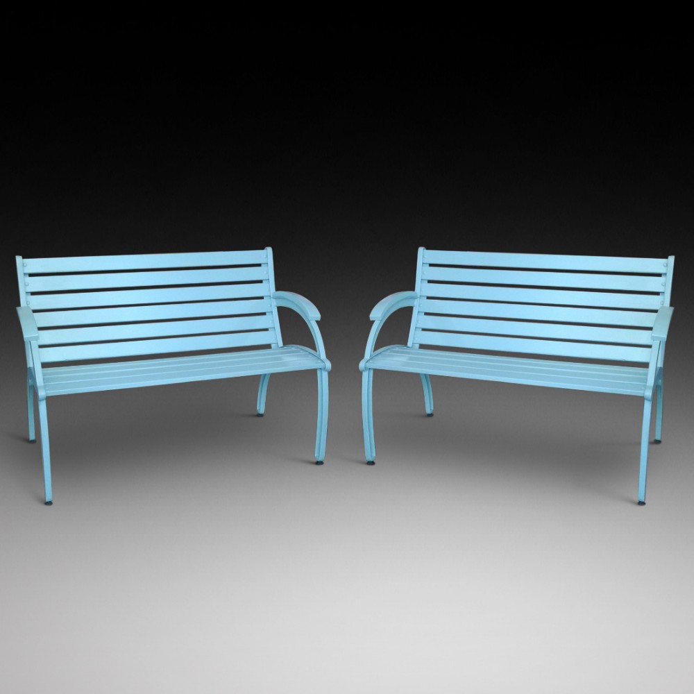 Pair of Art Deco Cast Iron Garden Benches
