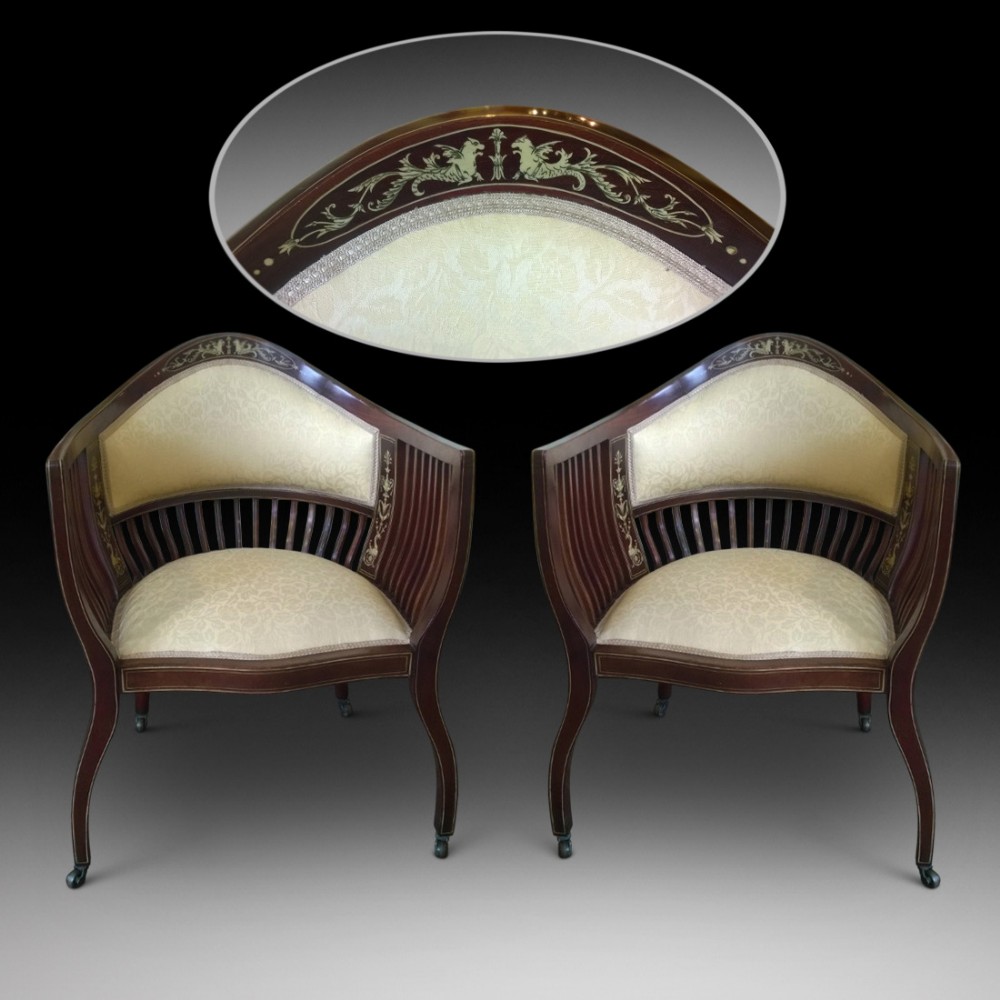 Pair of Edwardian Mahogany Tub Chairs