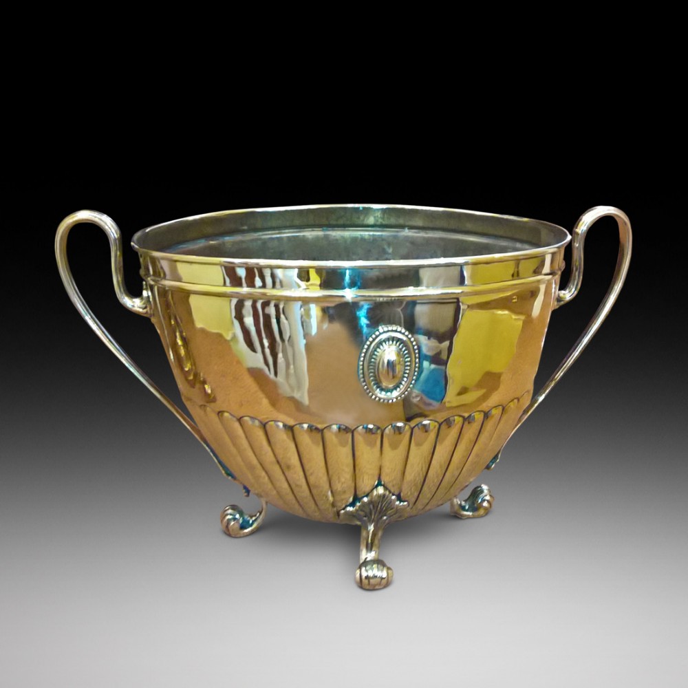 Edwardian brass oval log or coal bucket