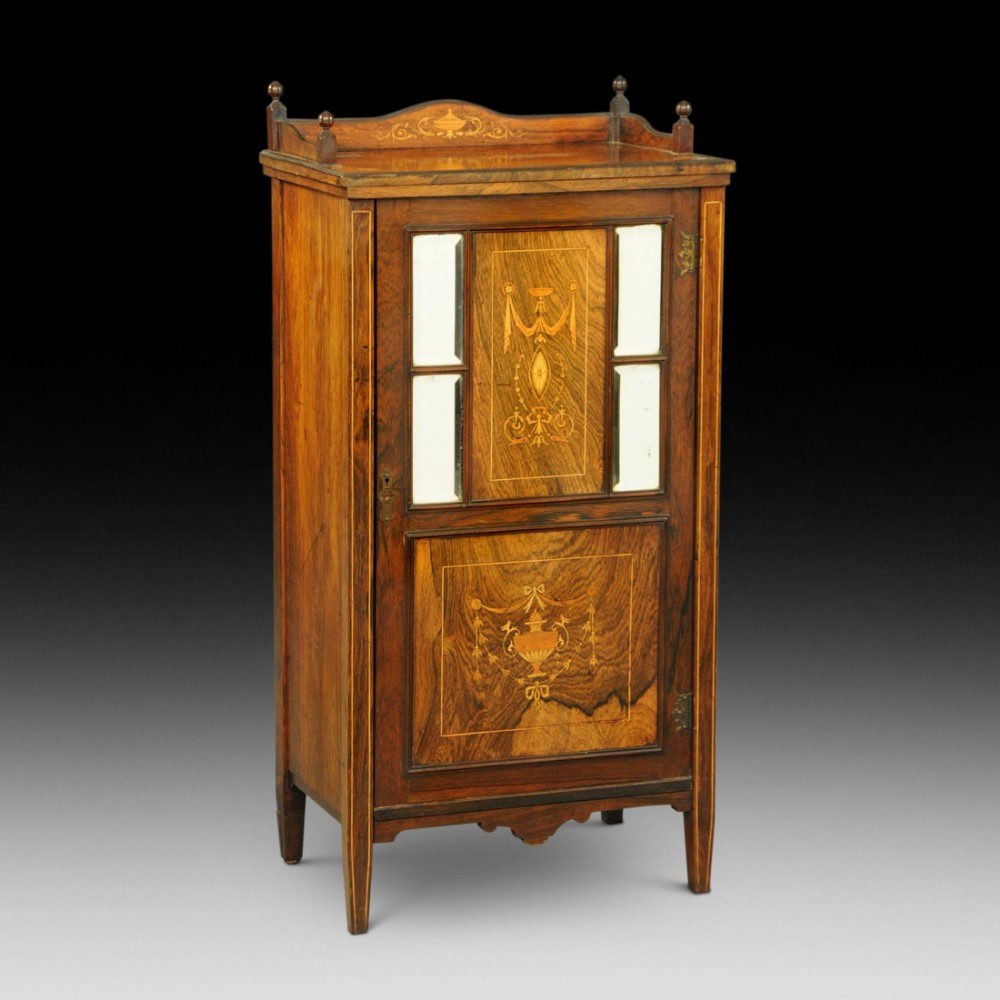 Edwardian inlaid rosewood music cabinet