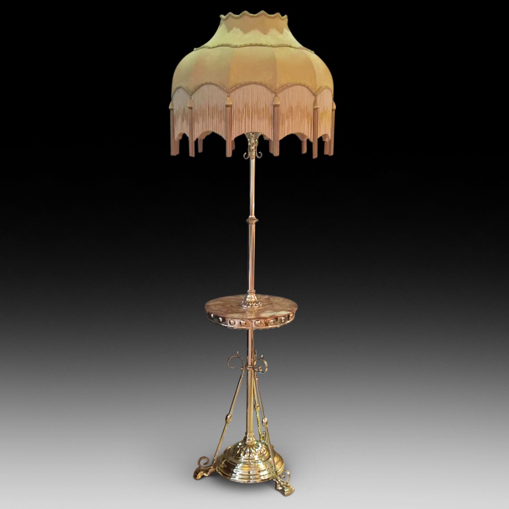 Late 19th Century Brass and Onyx Oil Lamp