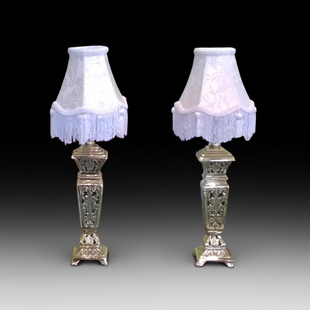Pair of lacquered brass table lamps