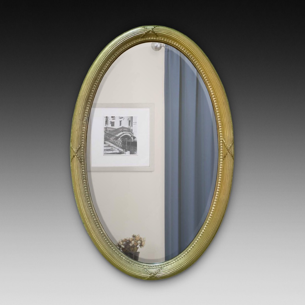 Edwardian Giltwood Oval Mirror 