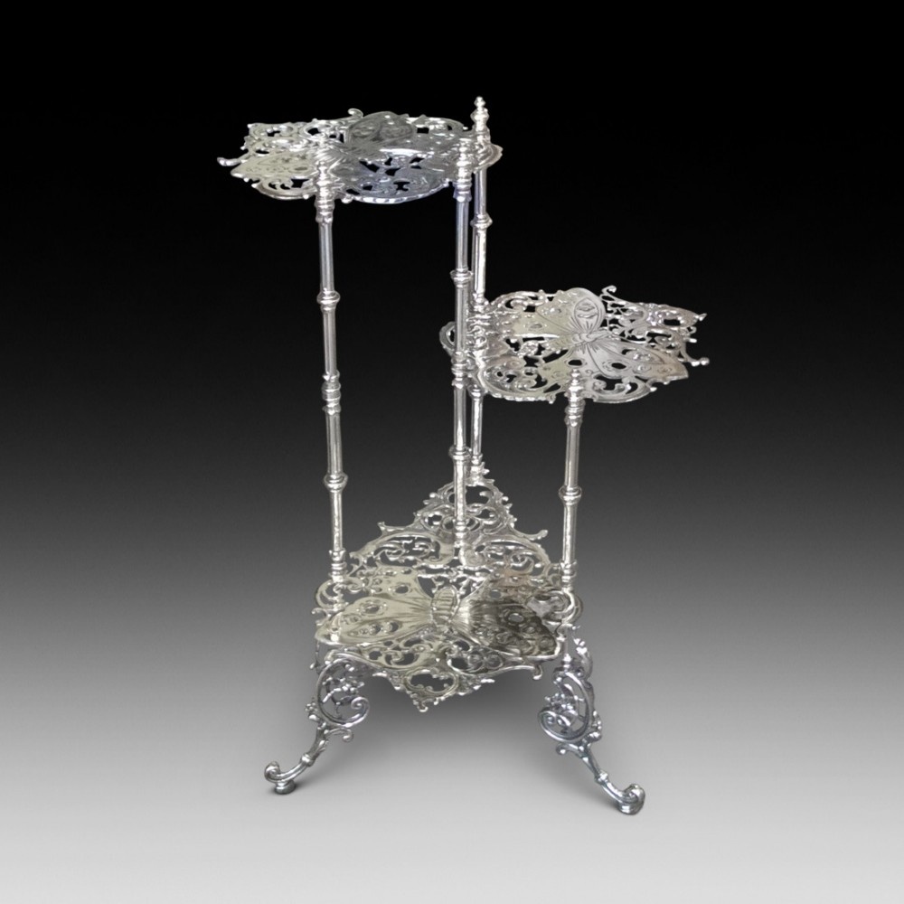 Early 20thC Brass Three Tier Jardiniere Stand