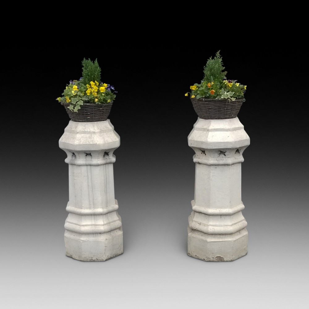 Pair of Georgian Earthenware Vented Chimney Pots.