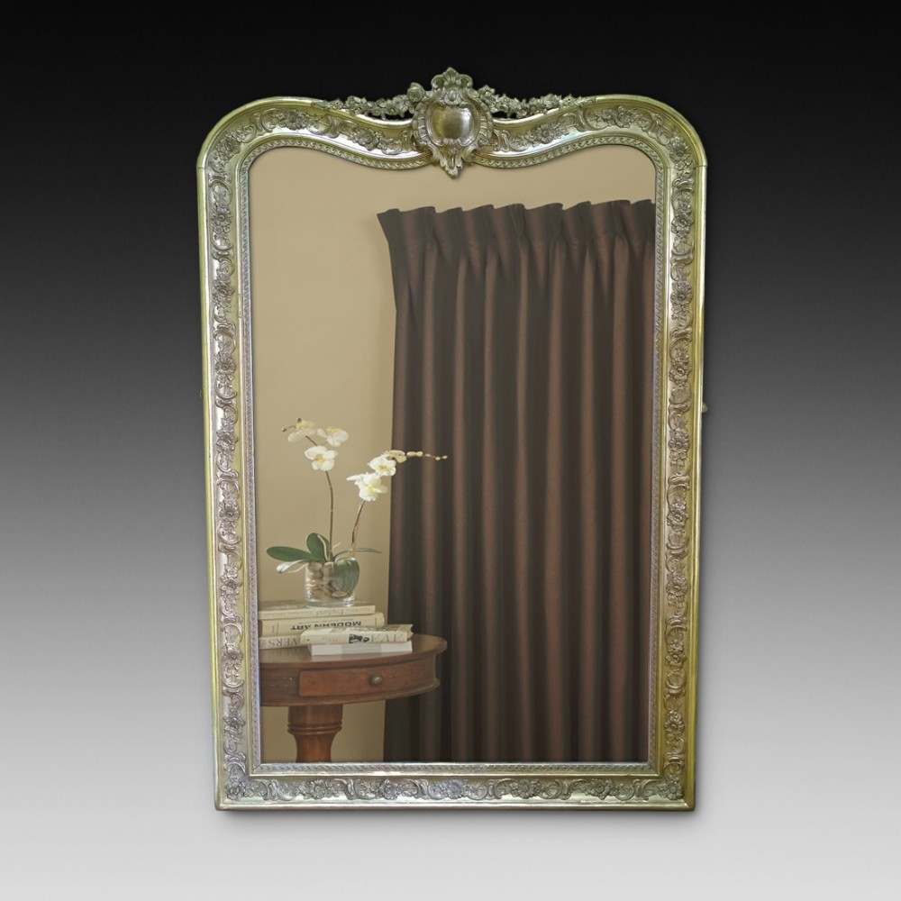 Impressive Victorian carved giltwood overmantle mirror