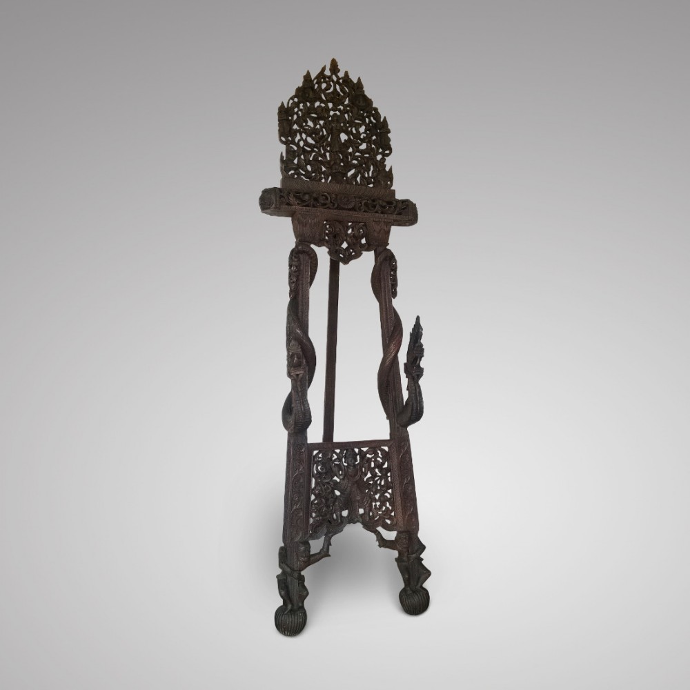 19th Century Indian Carved Teak Easel
