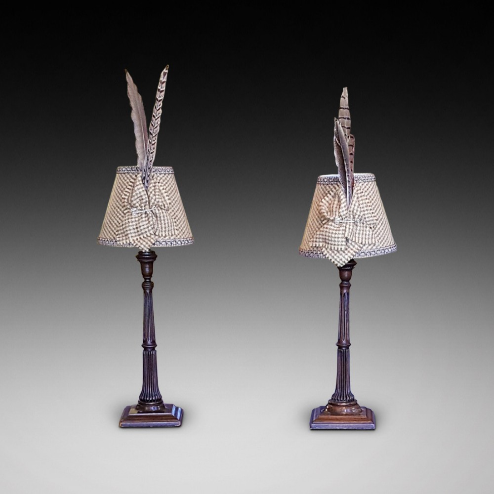 Pair of Edwardian Mahogany Candlesticks
