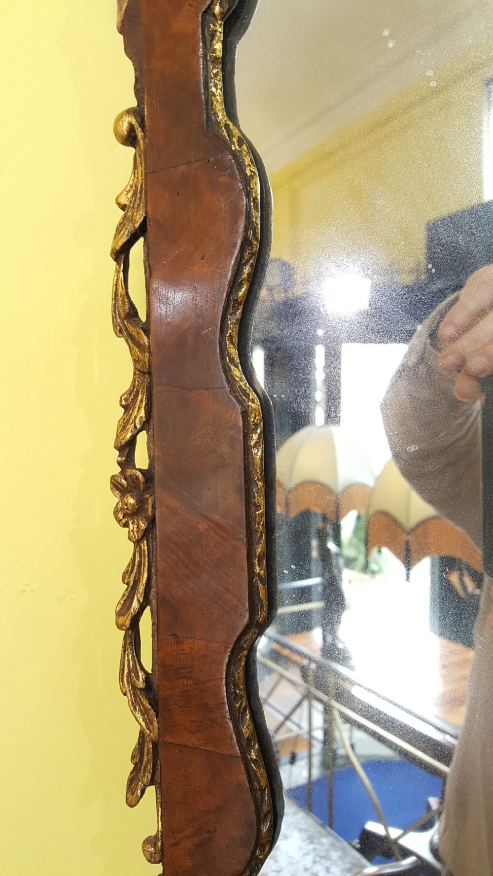 George II Walnut and Parcel Gilt Mirror View II
