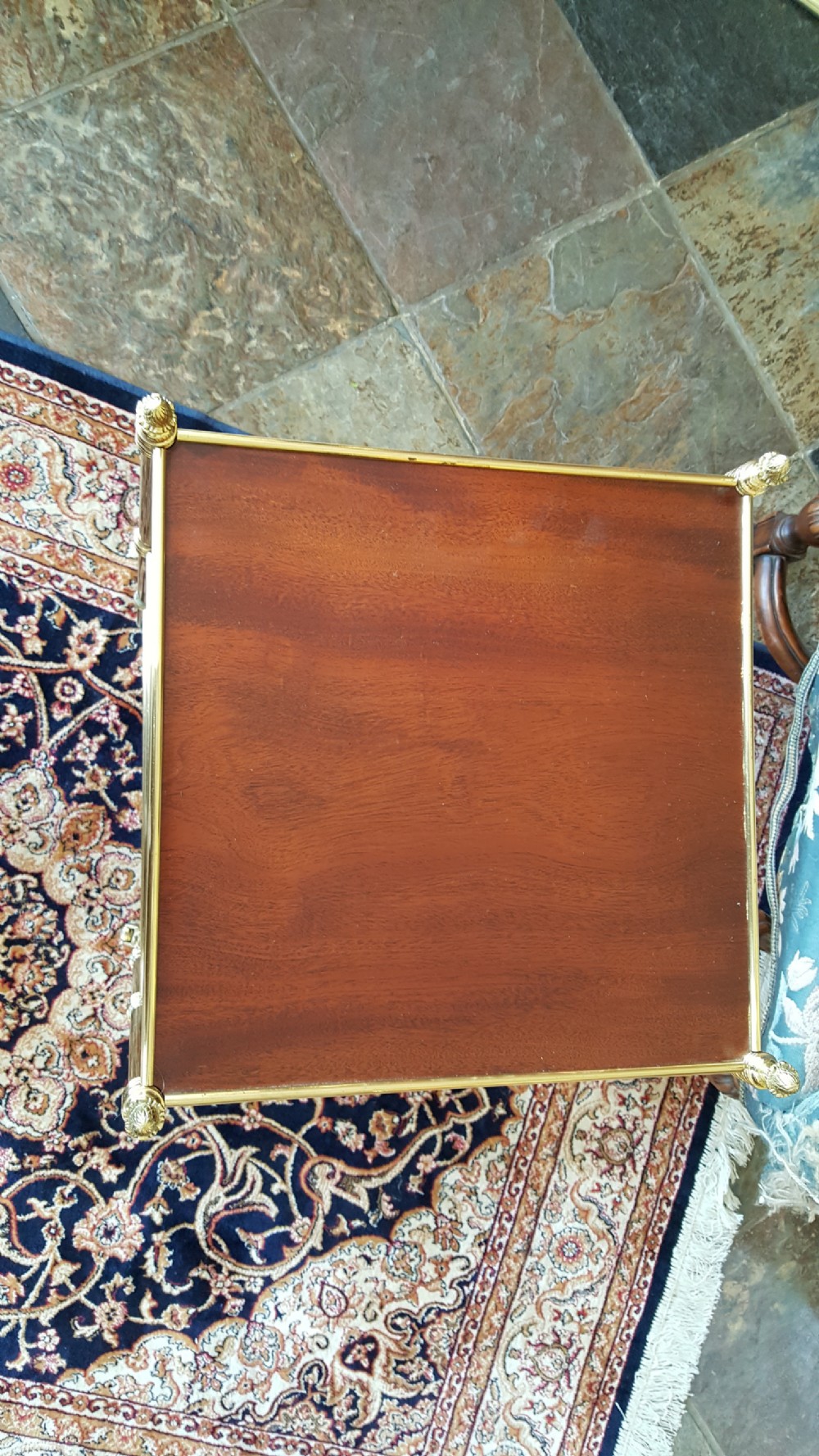 Edwardian Mahogany and Brass Bound Etargere View II