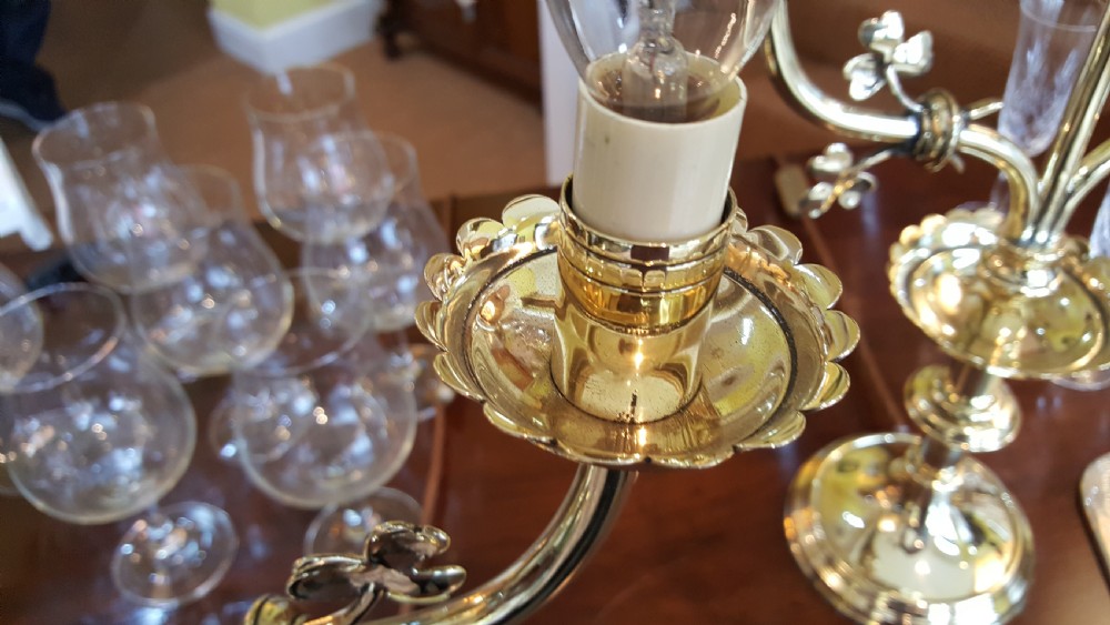 Pair of Early 20thC Brass Candelabra View III