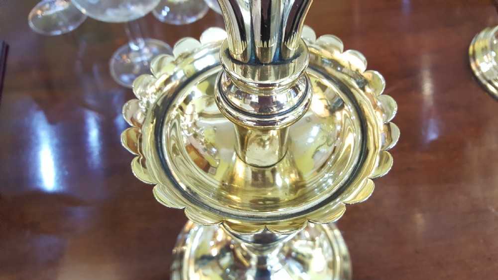 Pair of Early 20thC Brass Candelabra View IV