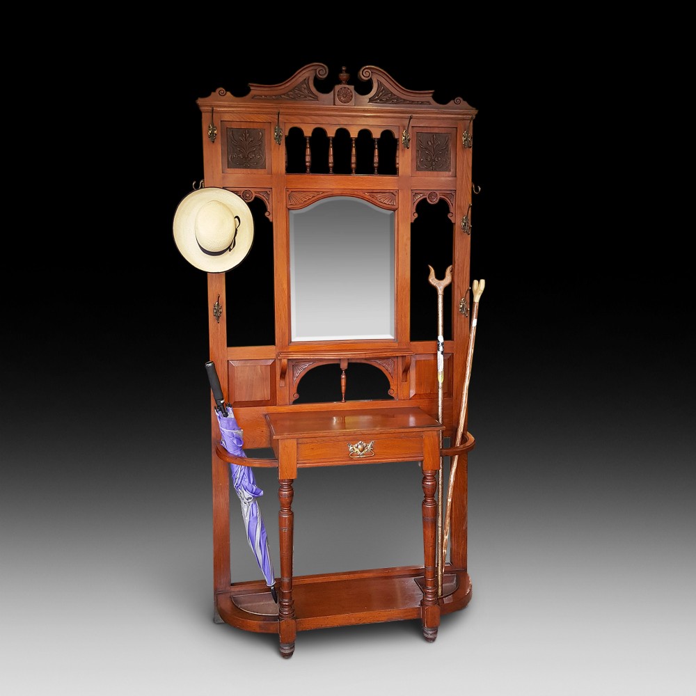 Aesthetic Period Walnut Hall Stand