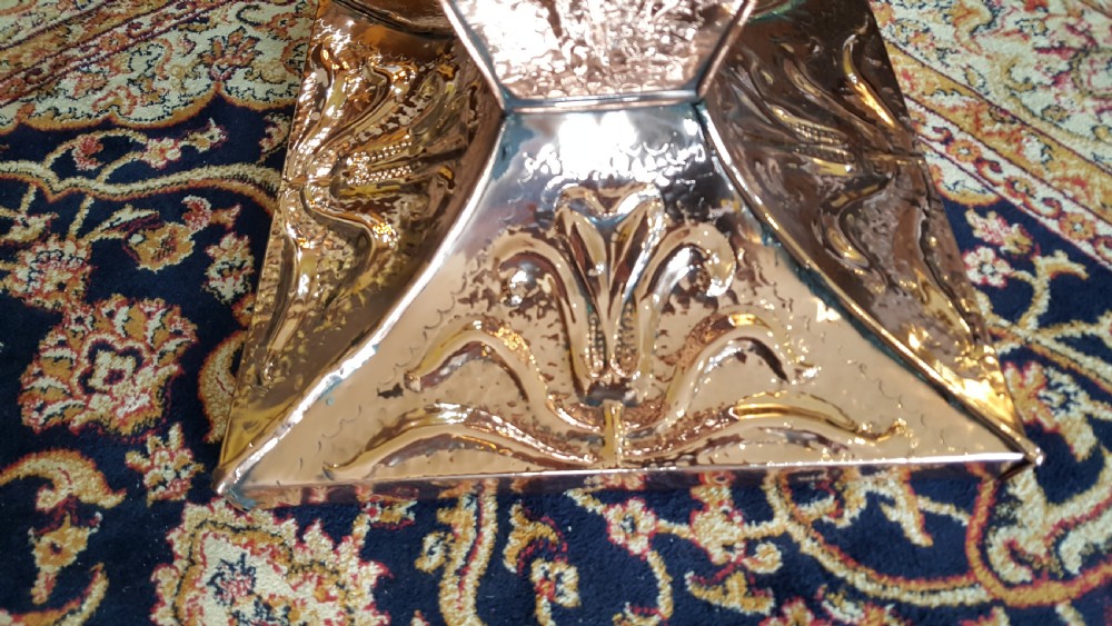 Arts & Crafts beaten copper jardiniere stand View II