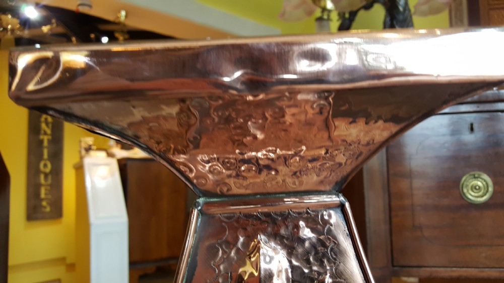 Arts & Crafts beaten copper jardiniere stand View IV