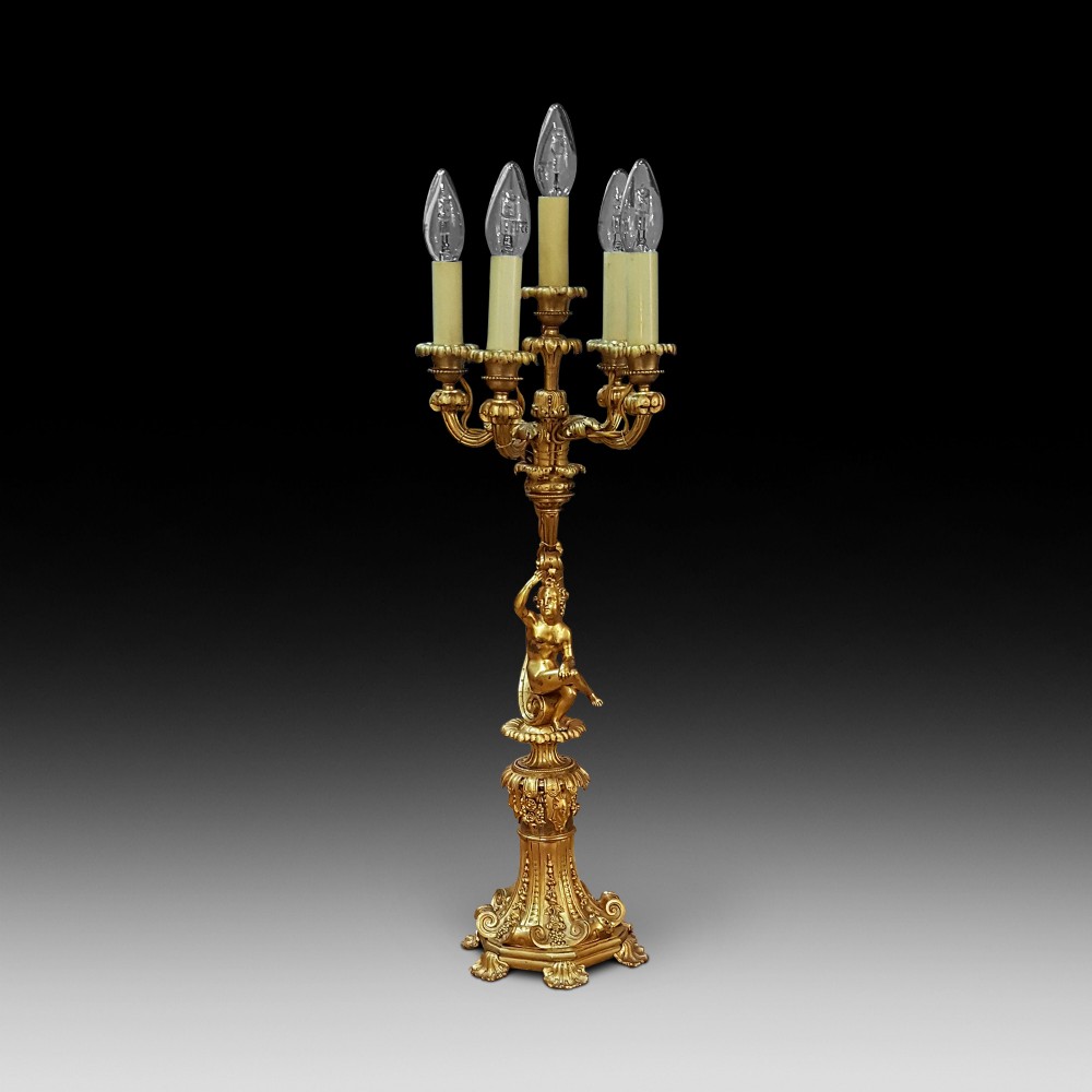 Victorian Gilt Bronze Table Light