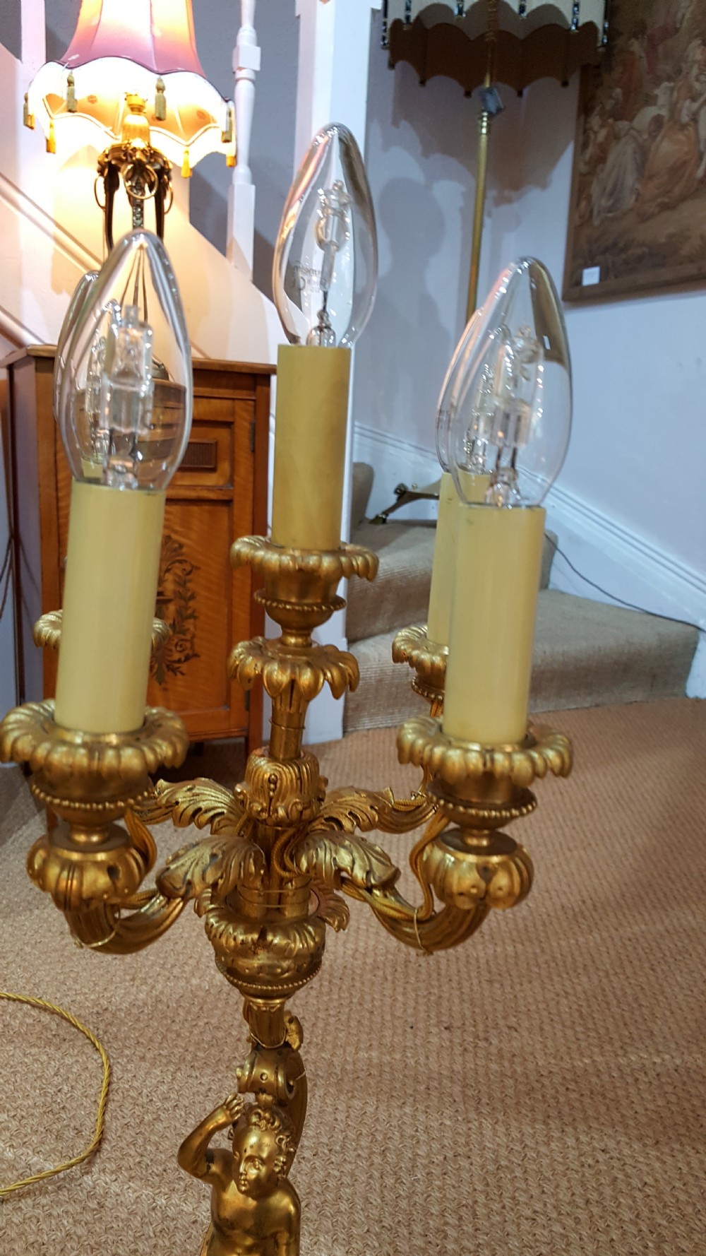 Victorian Gilt Bronze Table Light View IV