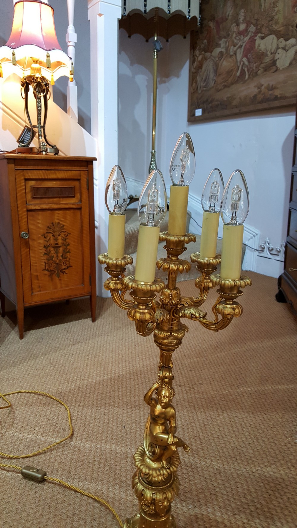 Victorian Gilt Bronze Table Light View V