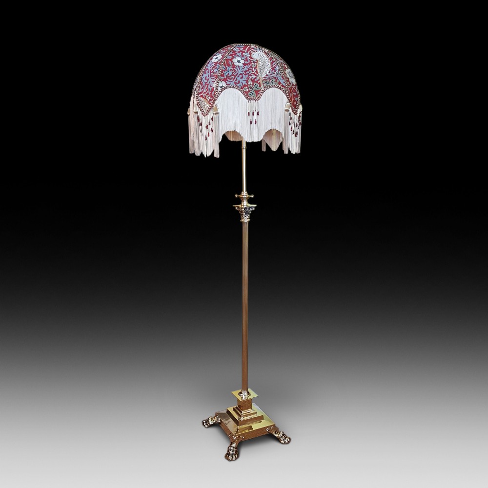 Edwardian brass corinthian column standard lamp