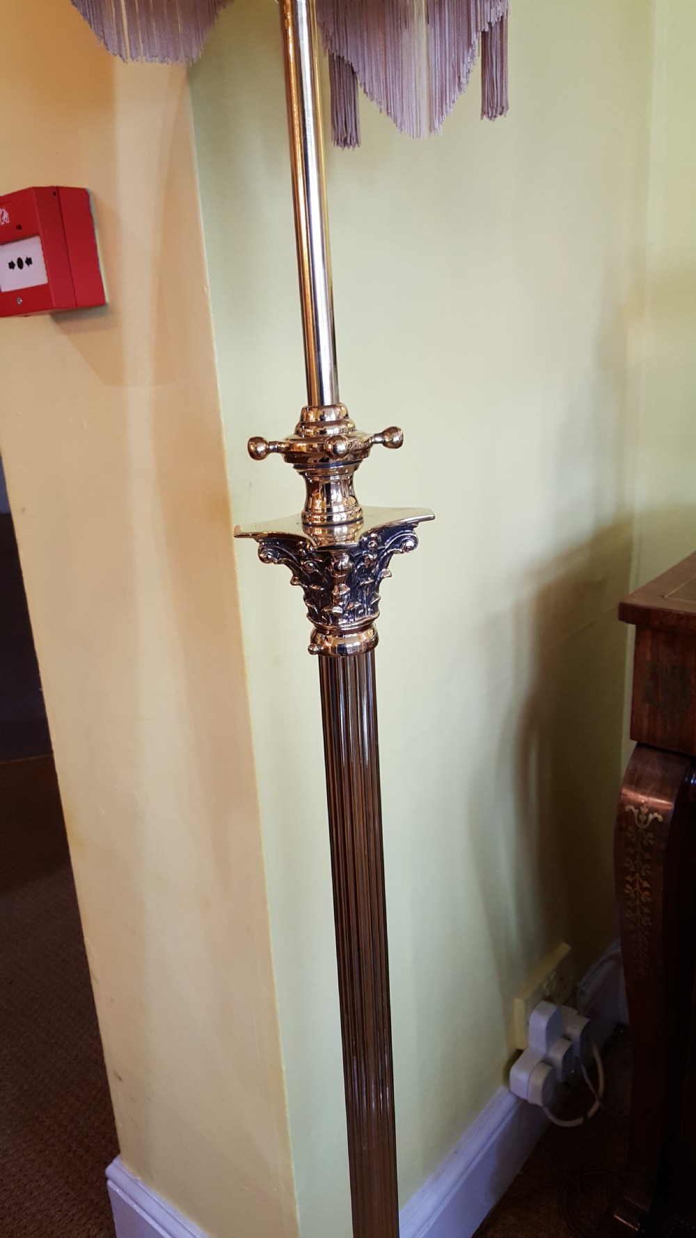 Edwardian brass corinthian column standard lamp View II
