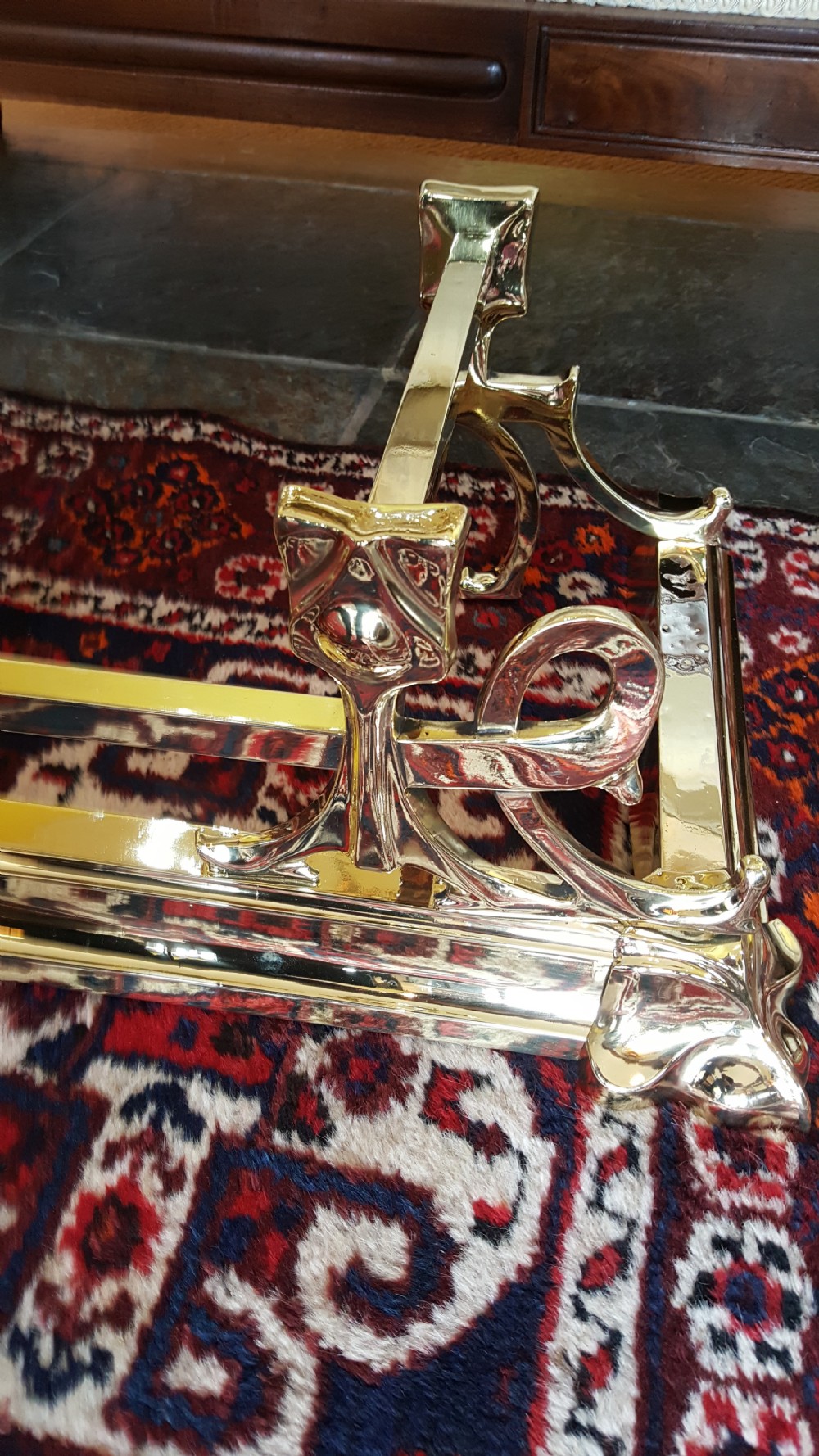 Art Noveau Brass Fender View II