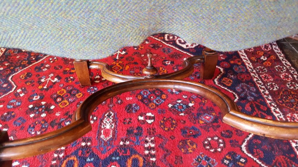 Edwardian Mahogany Armchair upholstered in Harris Tweed View IX
