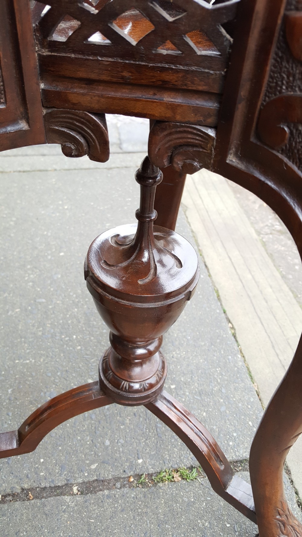 A pair of Late 19thC Carved Mahogany Torcheres in Adam Style View V