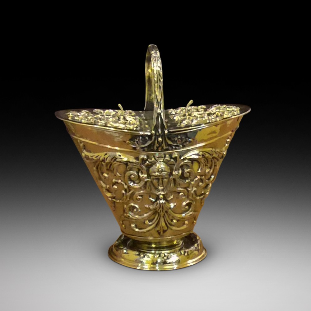 Victorian embossed brass coal receiver