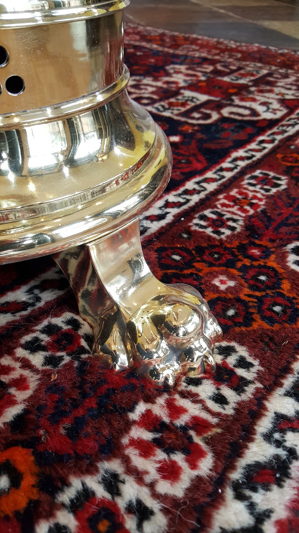 19thC Ecclesiastical Bulbous Brass Candle Stand  View II