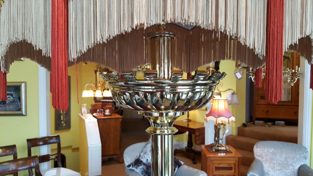 19thC Ecclesiastical Bulbous Brass Candle Stand  View V