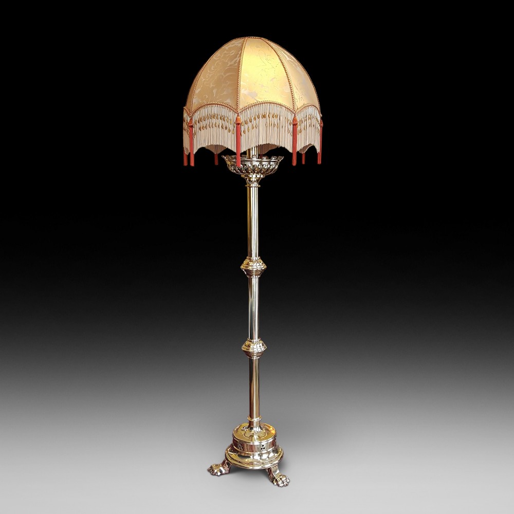 19thC Ecclesiastical Bulbous Brass Candle Stand 