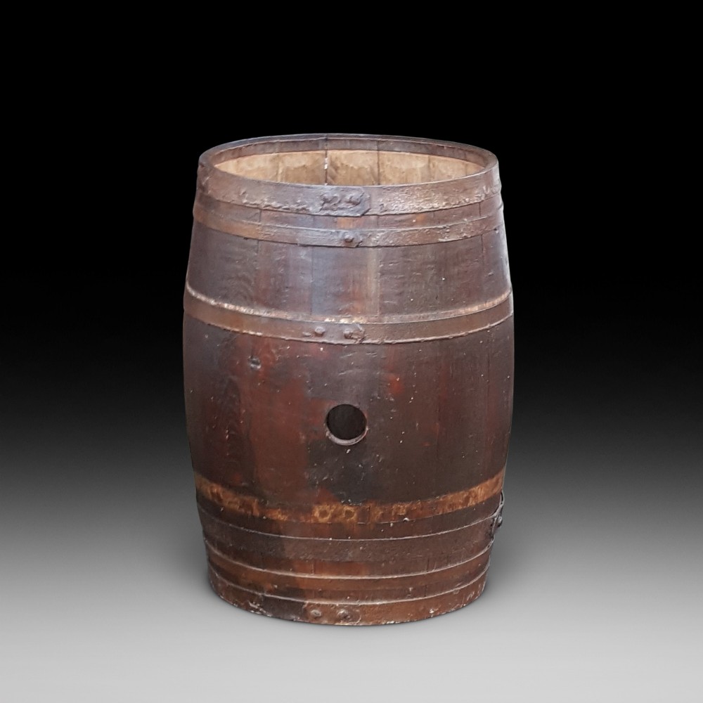 Early 20thC Iron Bound Coopered Barrel