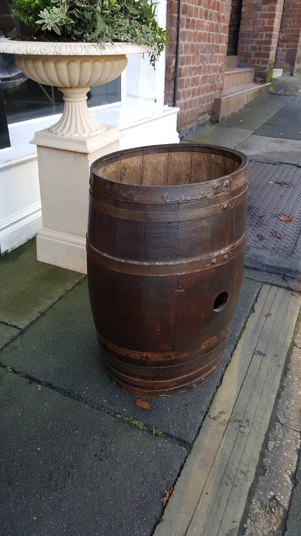 Early 20thC Iron Bound Coopered Barrel View V